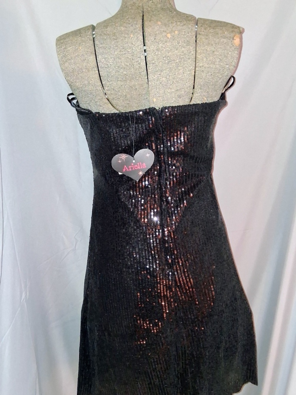 Arielle Black Strapless Sequin Mini Dress Size Large Formal - Picture 7 of 8